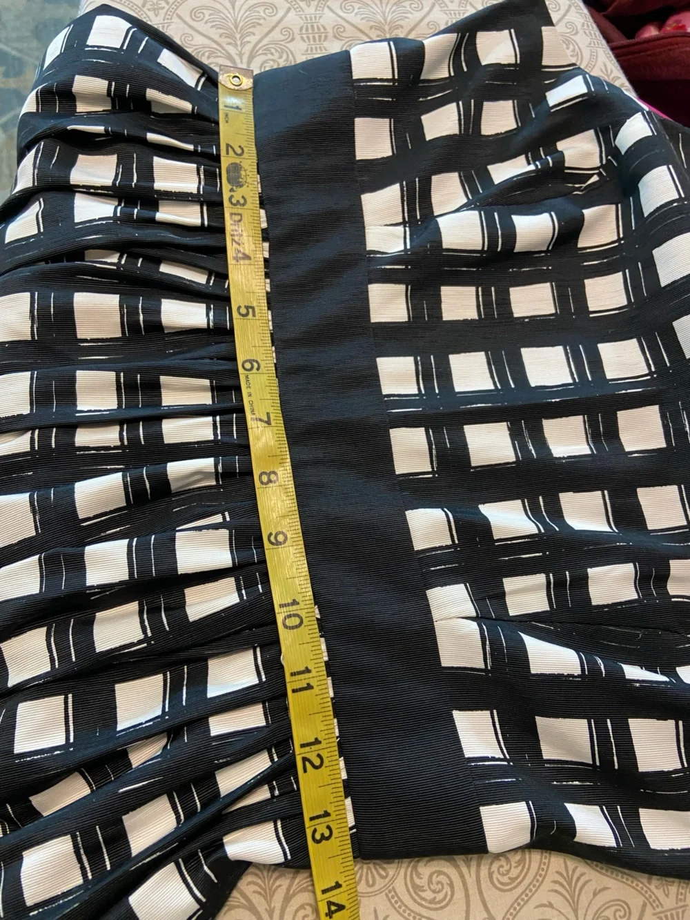 Eliza J Faille/Taffeta Black White Grid Windowpane Plaid Fit Flare Mini Dress 4P